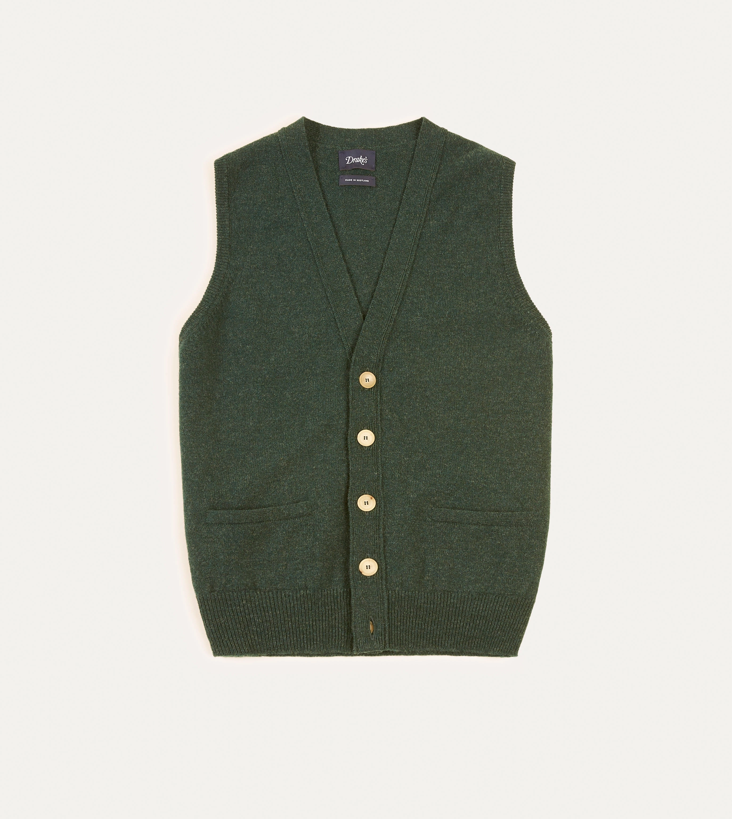 Layer Option Green Lambswool Sleeveless Cardigan