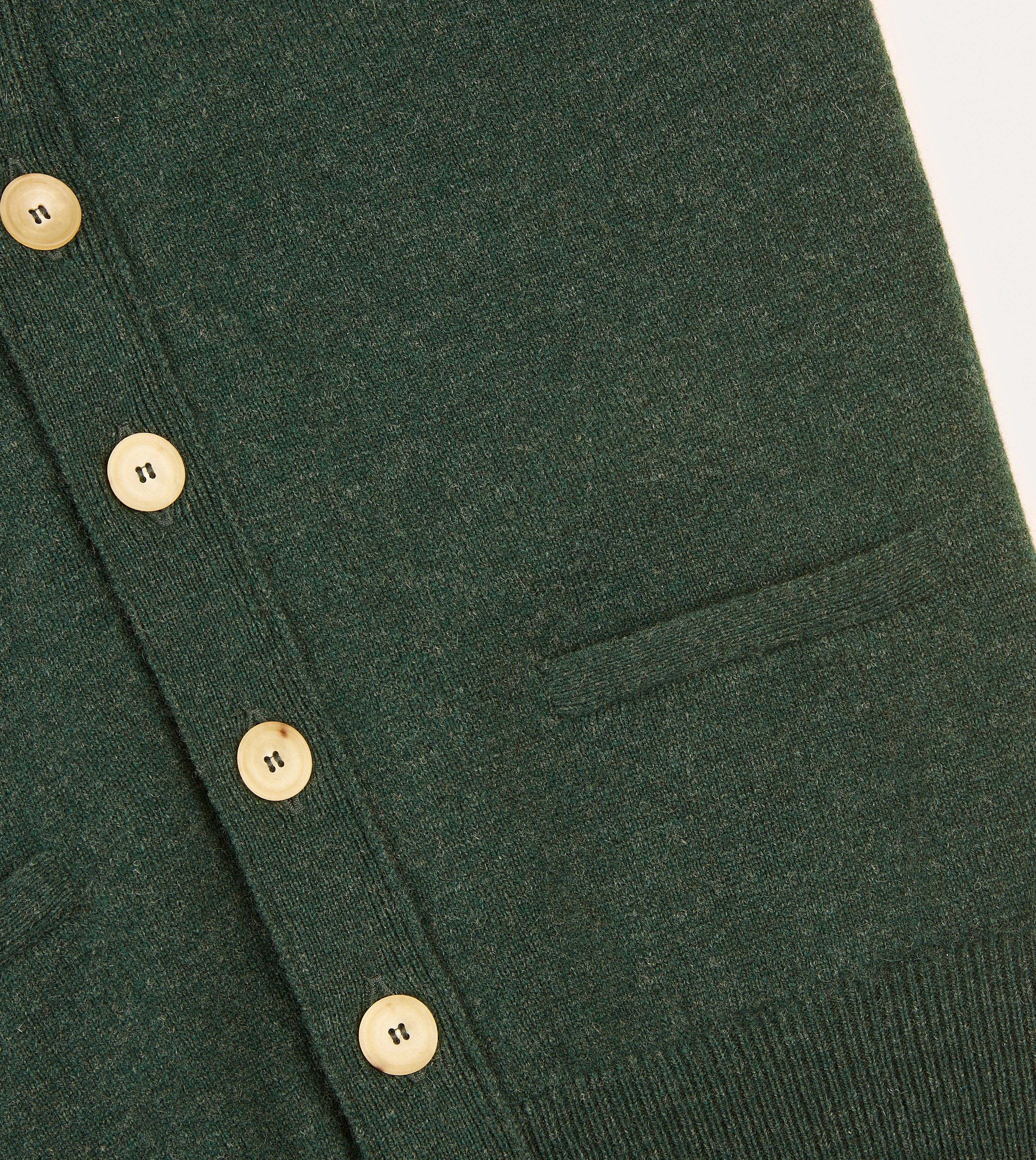 Green Lambswool Sleeveless Cardigan City Ready Dimensional Jacquard Weave