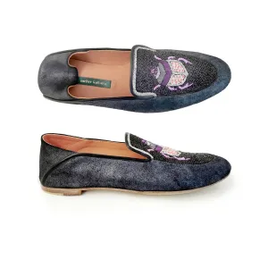 Women's Scarab Moccasin In Shiny Black Sport Casual Toe Clear