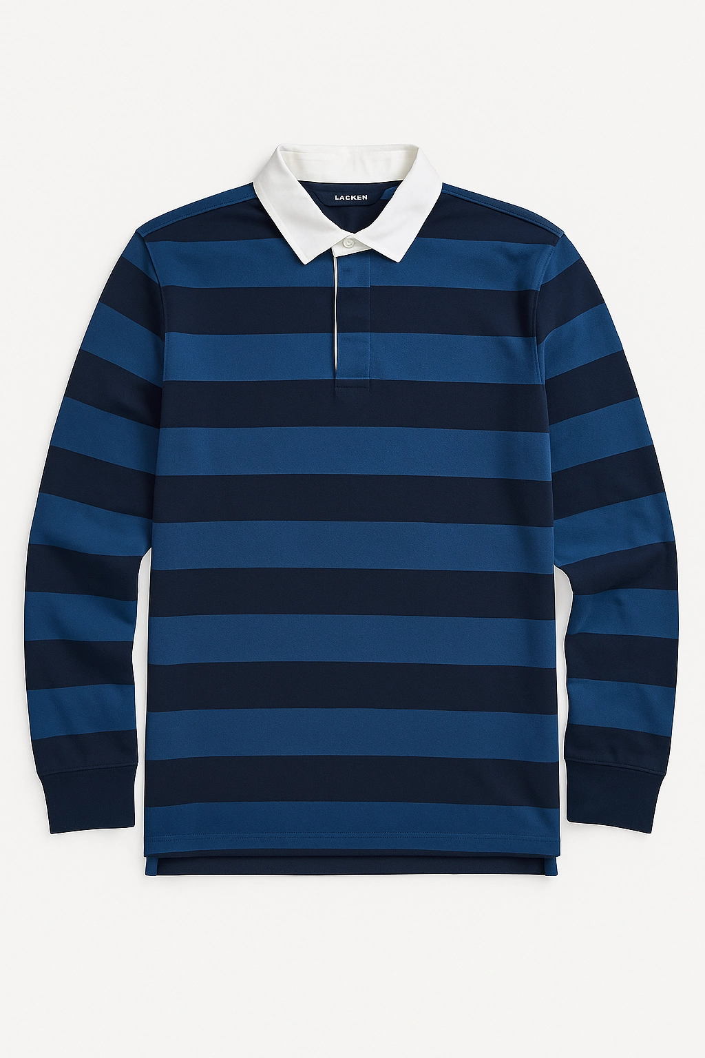 Reserve Austrailia Men Stripe Long Sleeve Polo Smooth Flatlock Stitching Stretch Knit