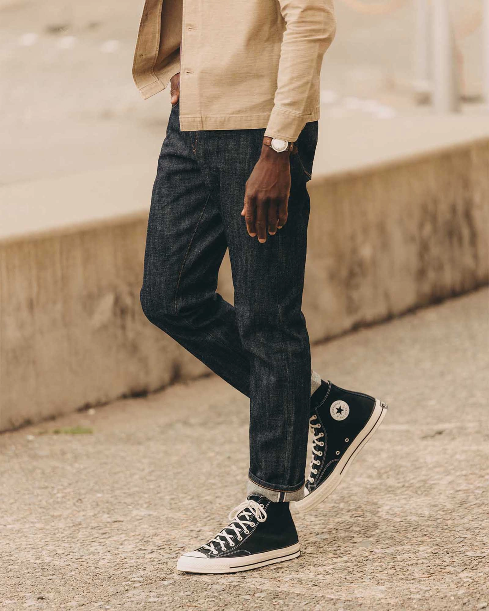 The Democratic Jean in Rigid Organic Selvedge Casual Wearable Outdoor Friendly