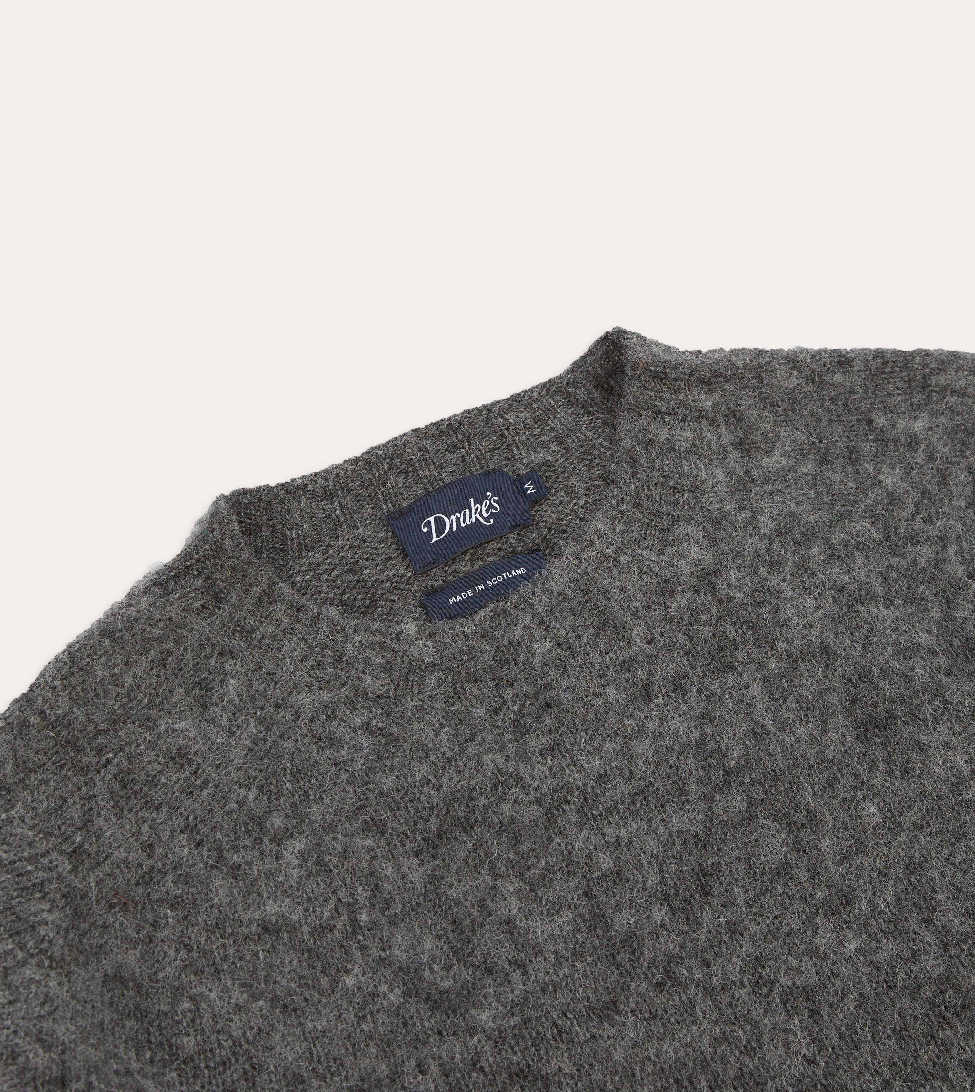 Circular Knit Technology Charcoal Brushed Shetland Crew Neck Jumper