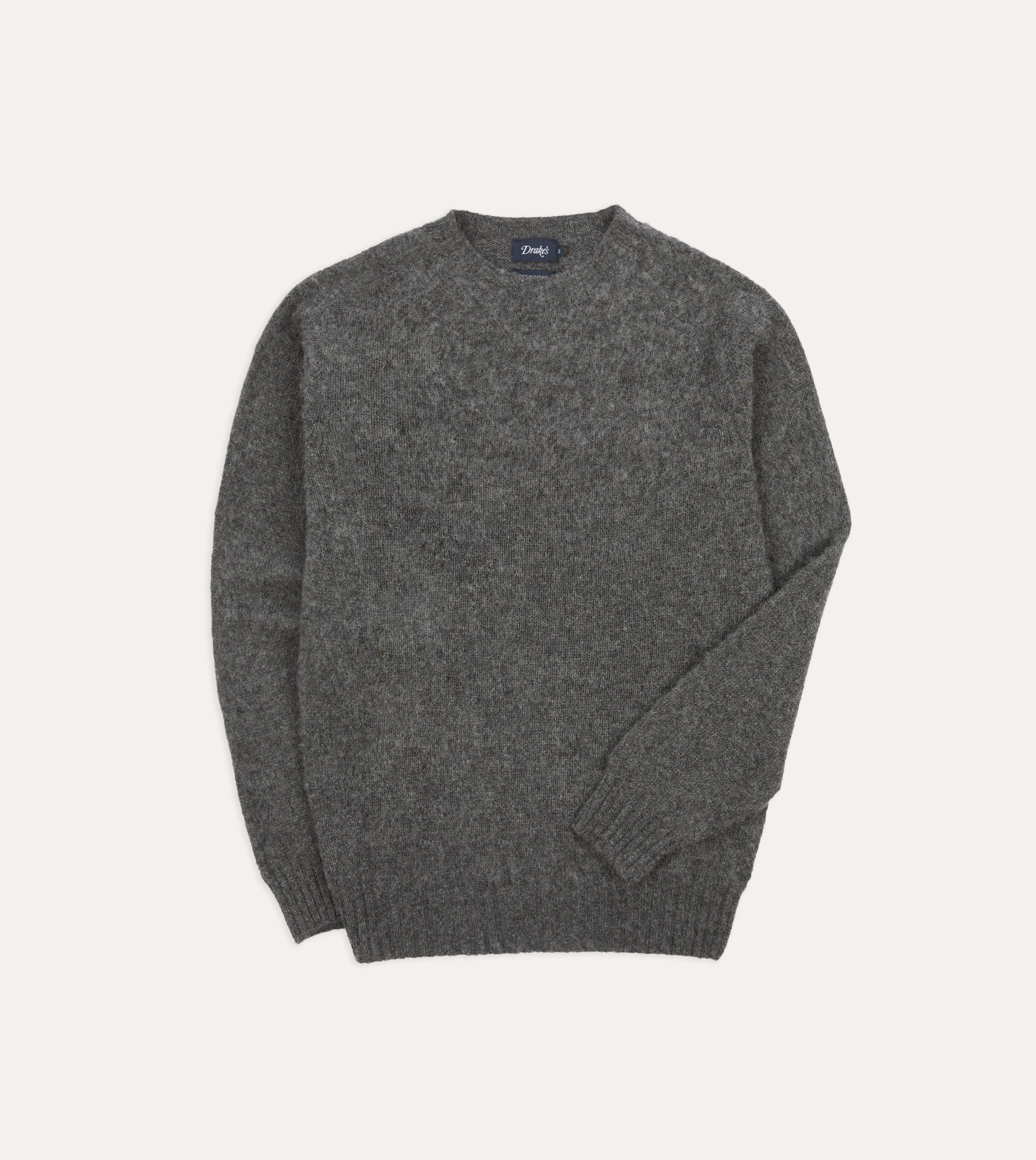 Essential Look Classic Shape Charcoal Brushed Shetland Crew Neck Jumper