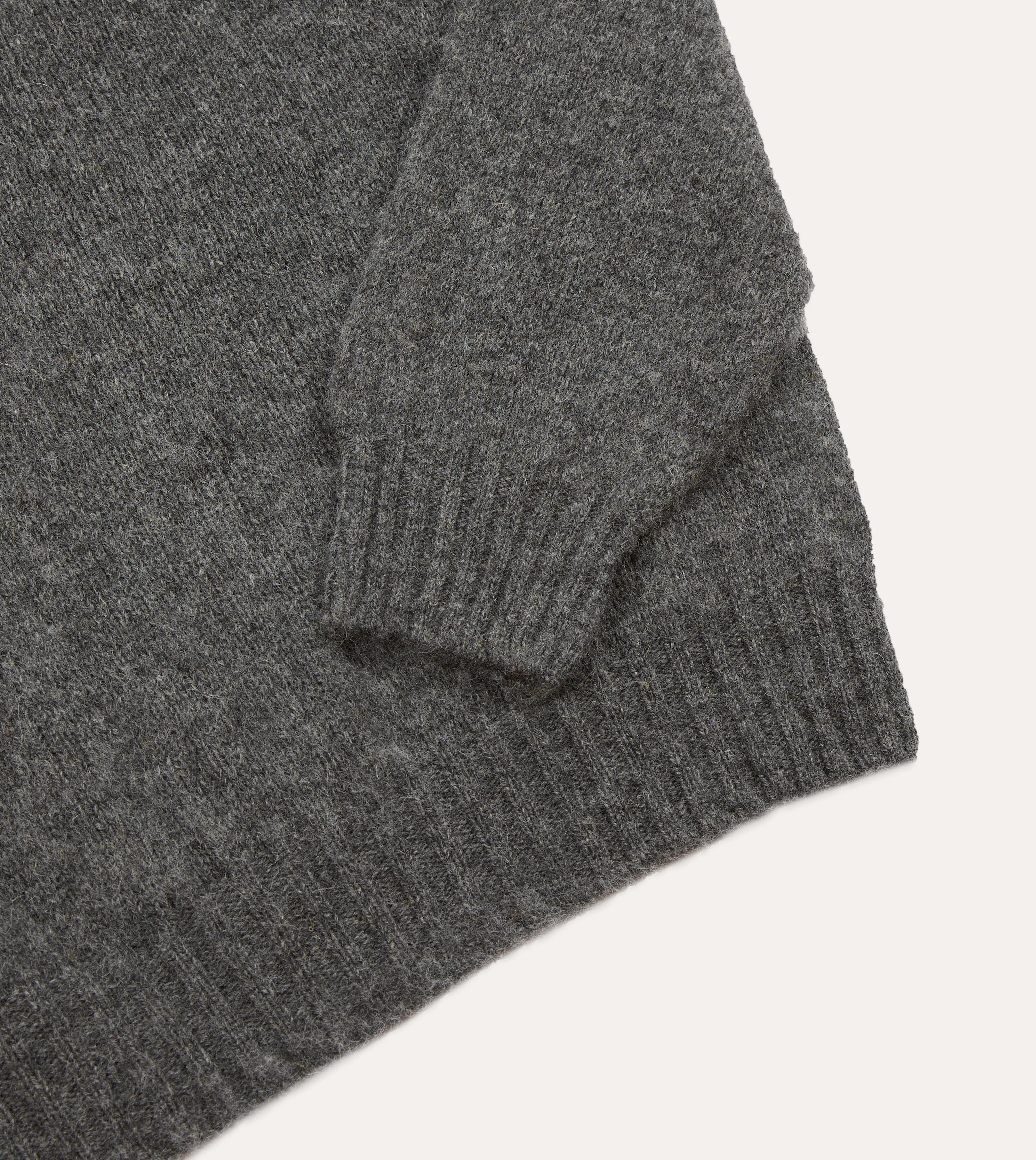 Tonal Stitching Detail Charcoal Brushed Shetland Crew Neck Jumper
