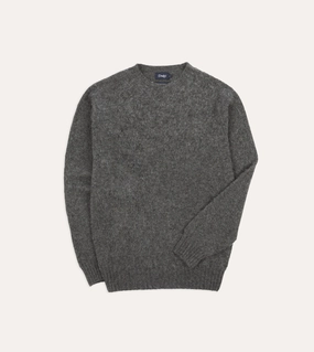 Essential Look Classic Shape Charcoal Brushed Shetland Crew Neck Jumper