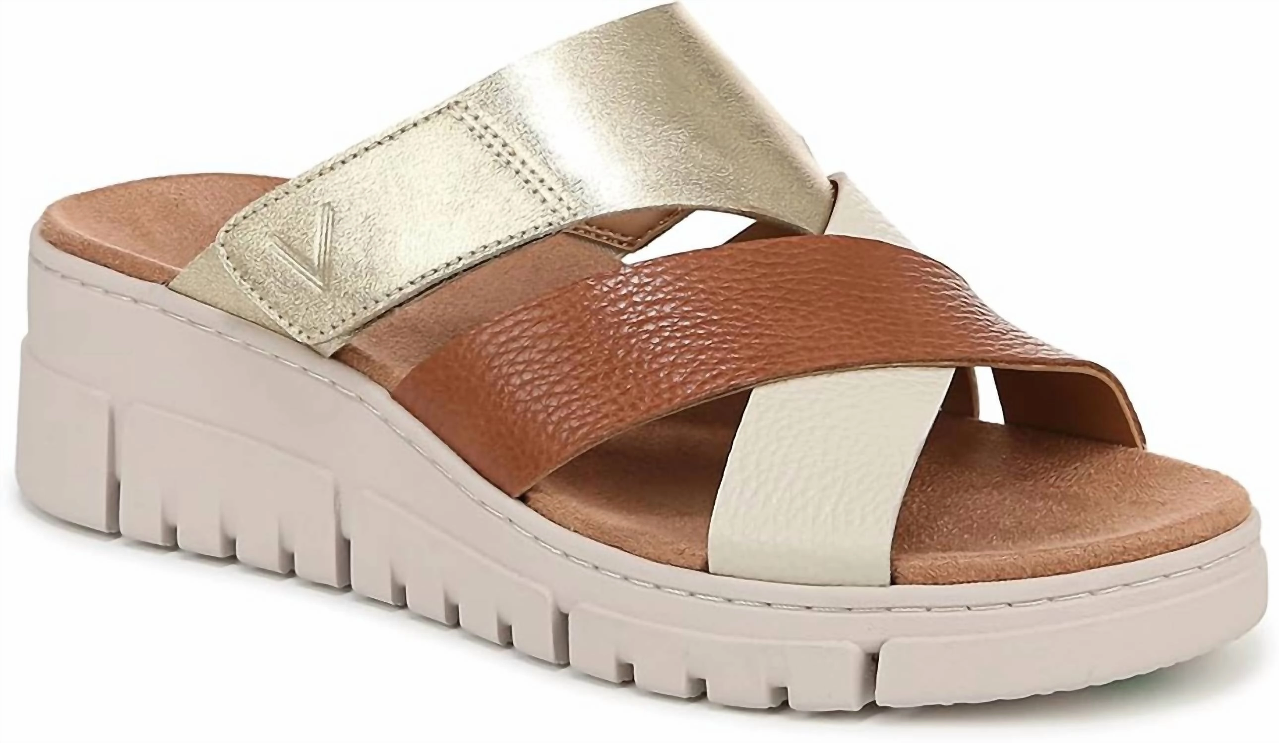 Uptown Sunset Wedge In Tan/gold Photo Sole