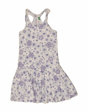 Vintage Vibe BENETTON Girls Sundress 5-6 Years White Floral