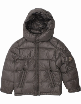 writers MONCLER Boys Hooded Padded Jacket 3-4 Years Grey Polyamide