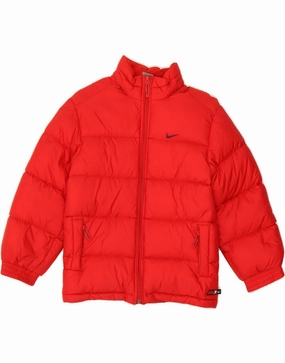 neutral - colored NIKE Boys Padded Jacket 11-12 Years Medium Red Polyester