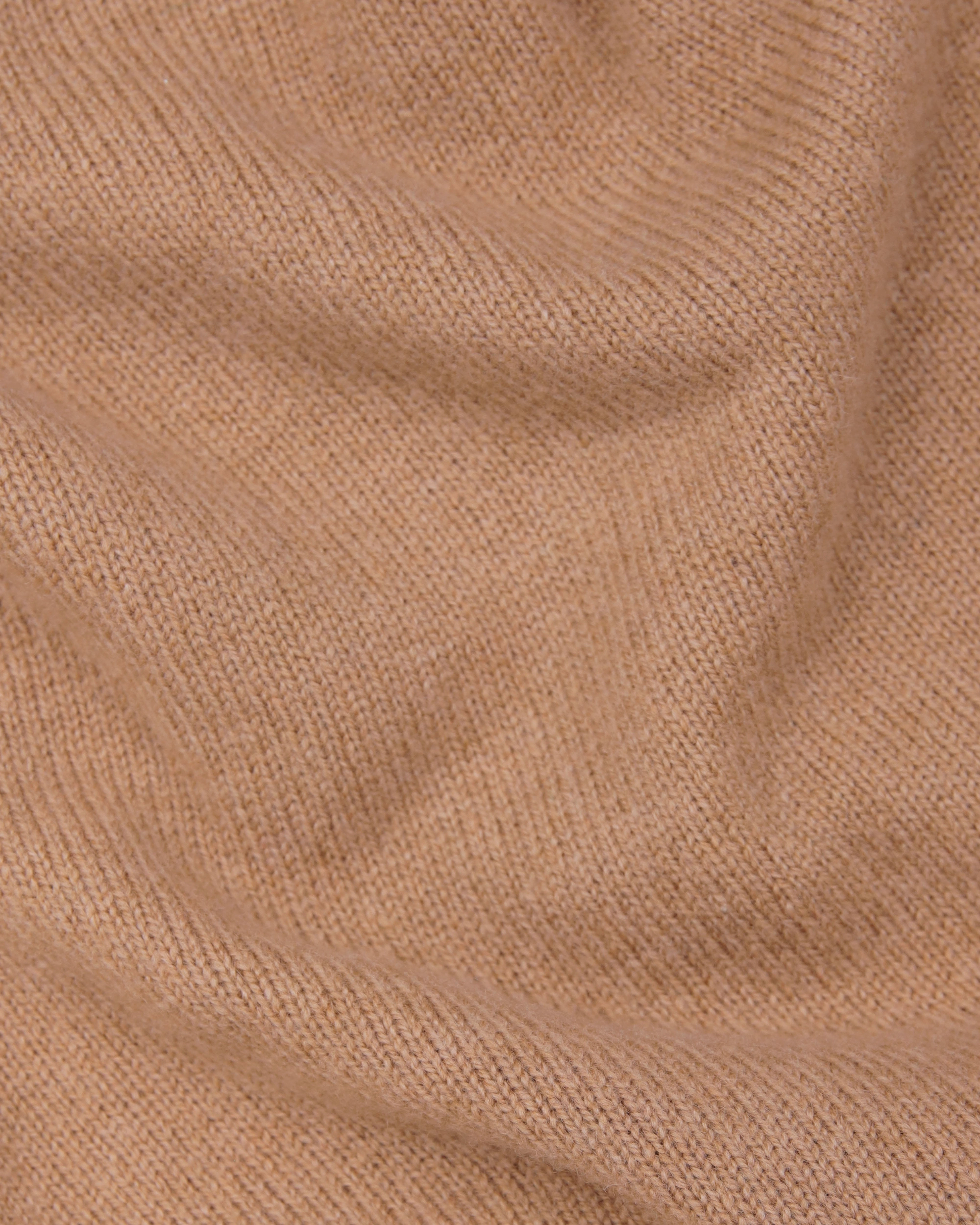 Camel Lambswool V-neck Sweater Simple Knitwear Comfy Knit Look