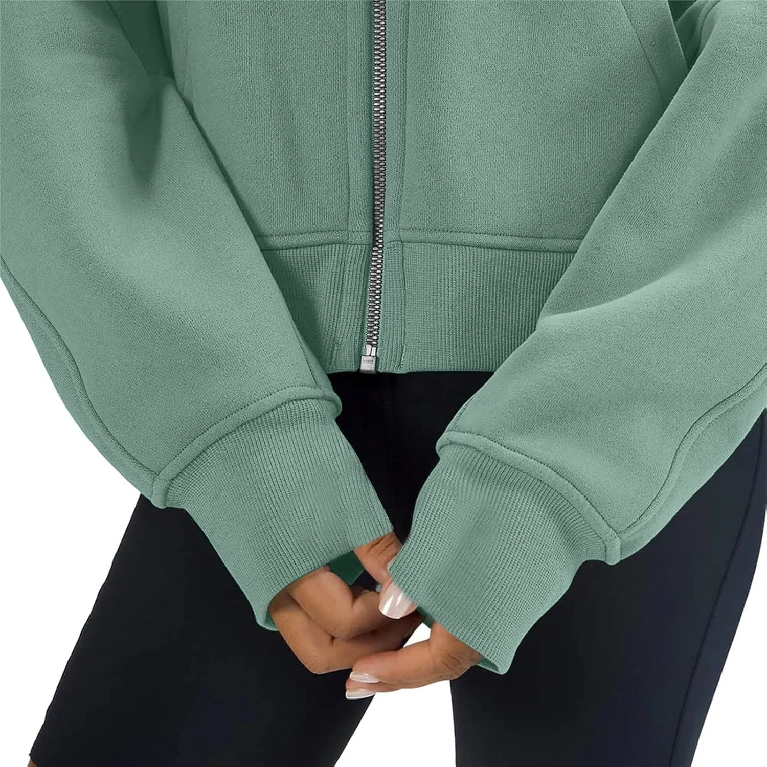SMIDOW Zip Up Sweatshirt Women Cropped Hoodies Fleece Oversized Sweatshirts Full Zipper Jackets Y2k Fall Clothes 2023