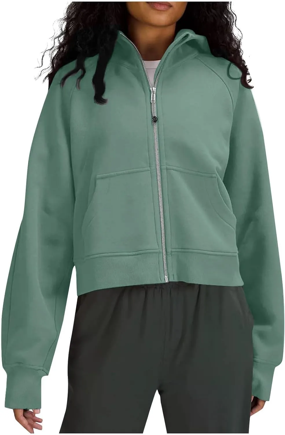 SMIDOW Zip Up Sweatshirt Women Cropped Hoodies Fleece Oversized Sweatshirts Full Zipper Jackets Y2k Fall Clothes 2023