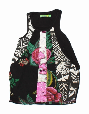 DESIGUAL Girls Sleeveless Bubble Dress 3-4 Years Black Floral Cotton Mid Season Morning Glow