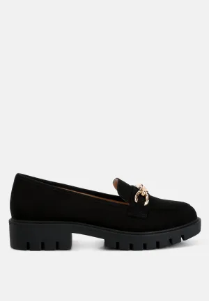 american casual jacop micro suede metal chain link loafers