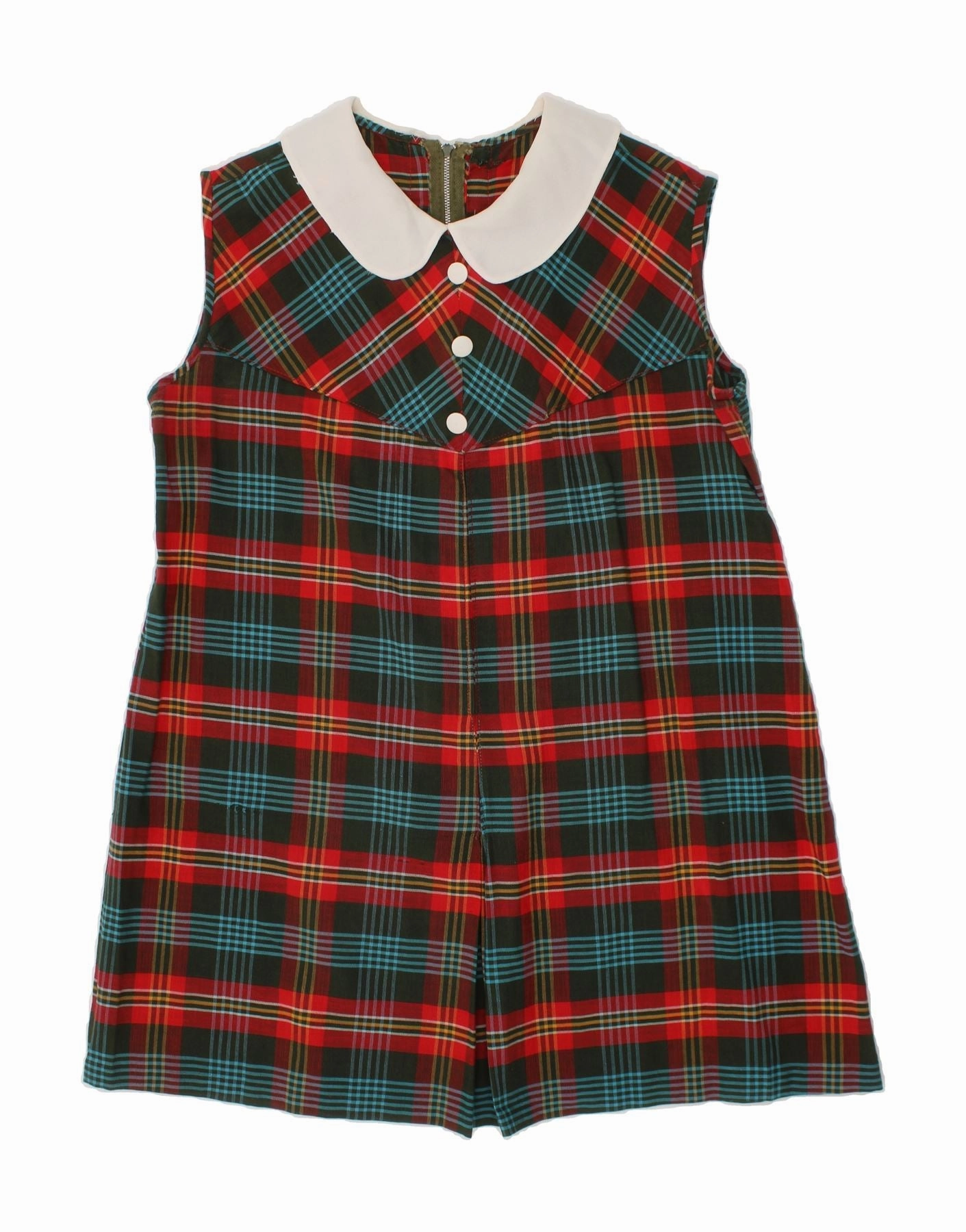 VINTAGE Girls Sleeveless A-Line Dress 9-10 Years Multicoloured Plaid Bride Friend