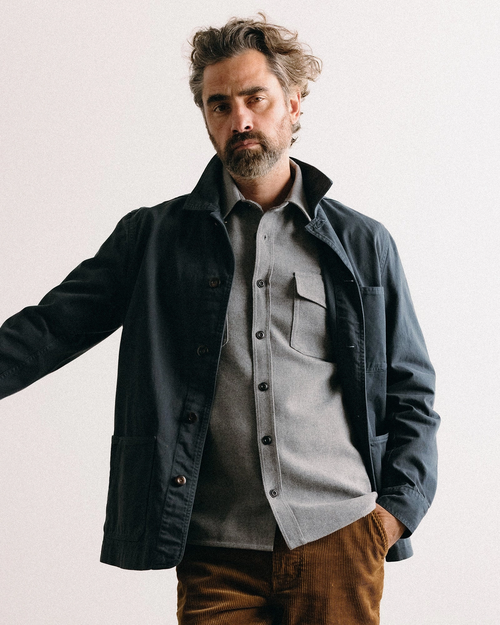 The Ojai Jacket in Organic Navy Foundation Twill age - appropriate Suspenders