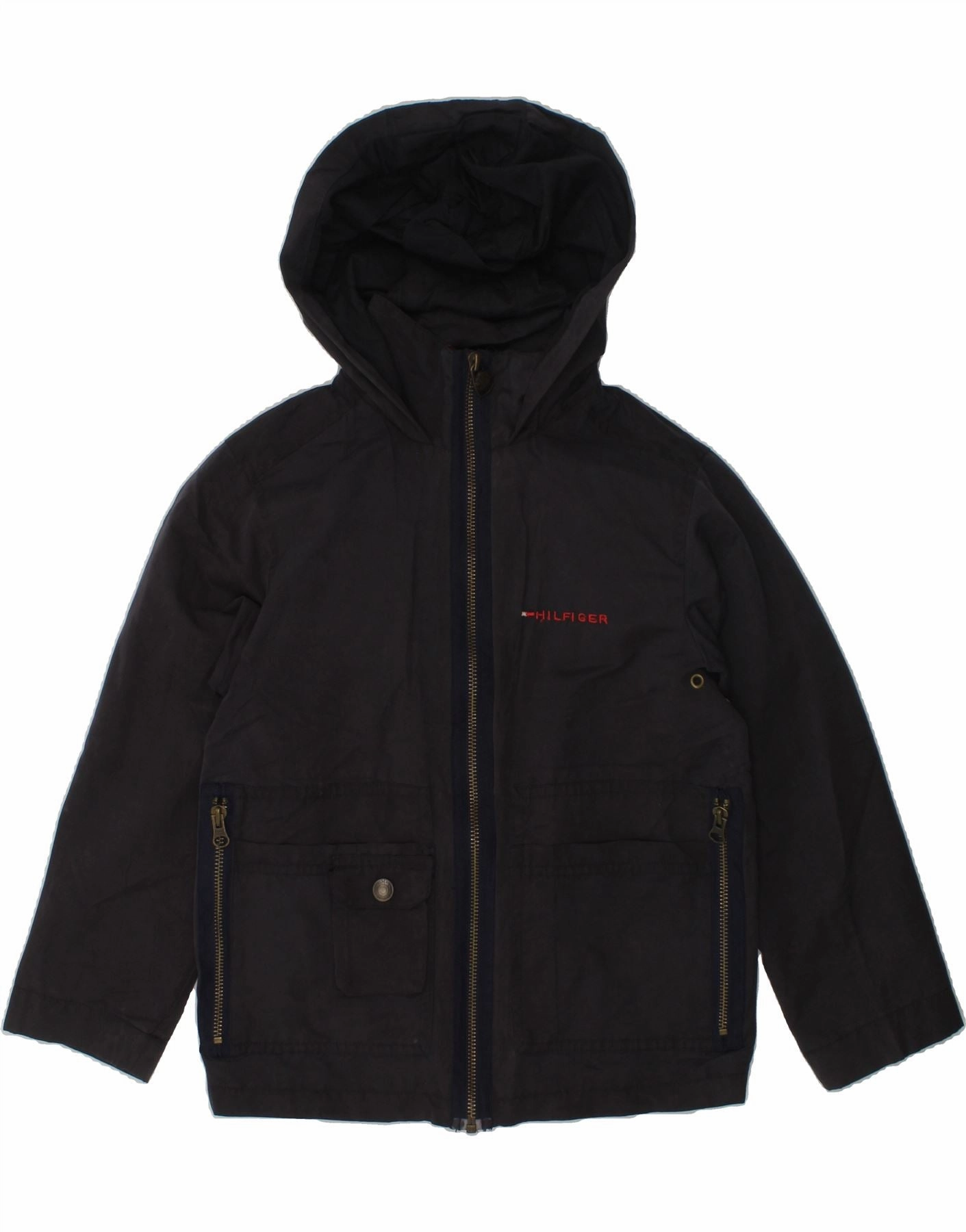 Launch TOMMY HILFIGER Boys Hooded Windbreaker Jacket 7-8 Years Navy Blue