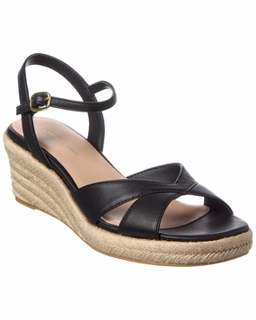 Stuart Weitzman Miami Espadrille Canvas & Leather Wedge Matte Feel