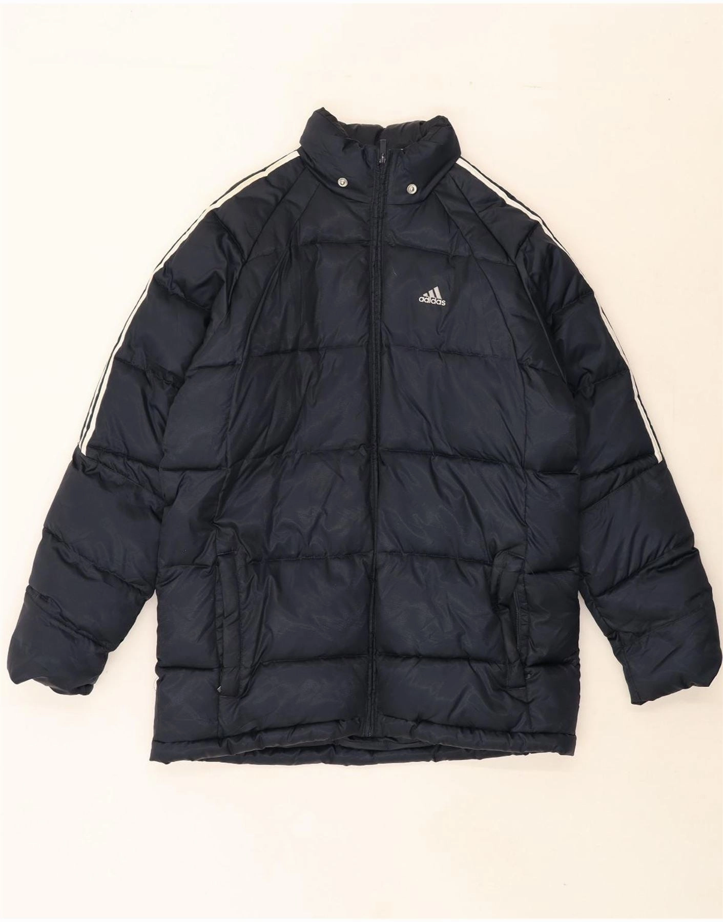 Flexible Hood Taped Zippers ADIDAS Boys Hooded Padded Coat 15-16 Years Navy Blue Polyester