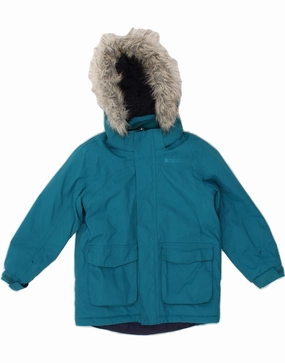 fitted fit Weather Ease MOUNTAIN WAREHOUSE Boys Hooded Rain Jacket 5-6 Years Blue Nylon