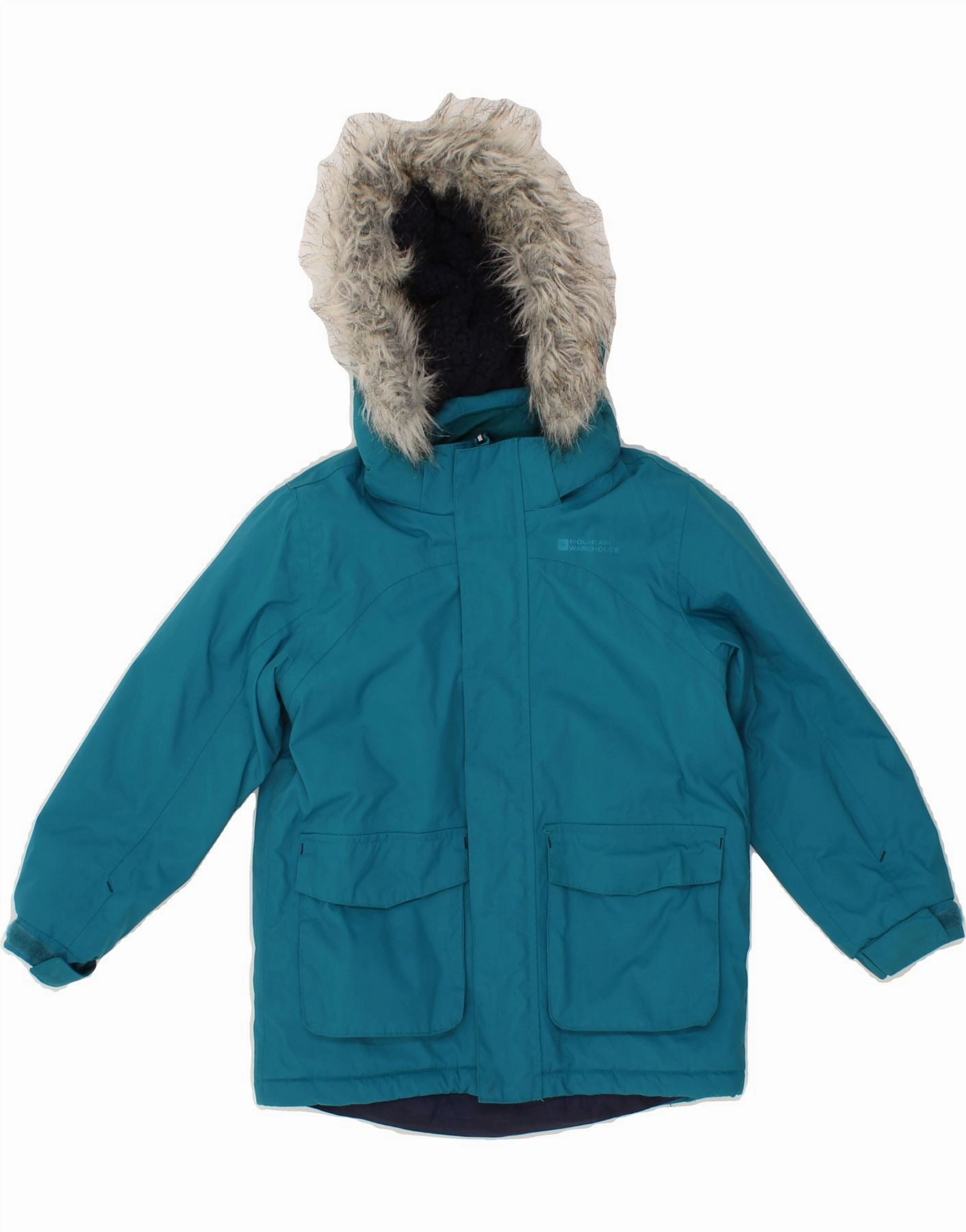 fitted fit Weather Ease MOUNTAIN WAREHOUSE Boys Hooded Rain Jacket 5-6 Years Blue Nylon