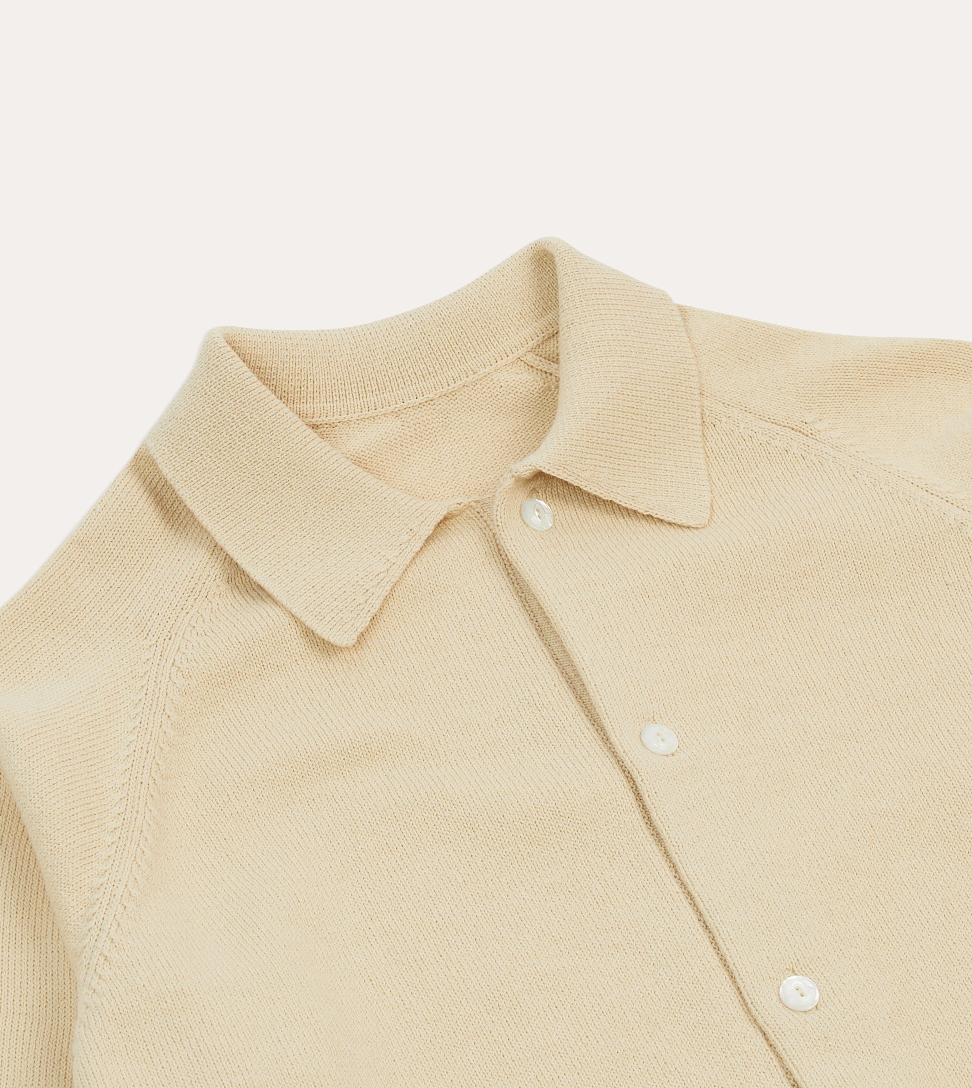 Sand Cotton Button-Through Knit Textured Fabric Work Outfit