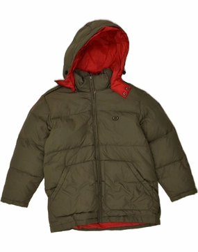 GEOX Boys Hooded Padded Jacket 9-10 Years Khaki Nylon color fast