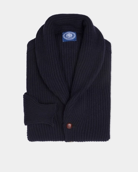 Flatlock stitching Made-in-Scotland Shawl Collar Cashmere Cardigan