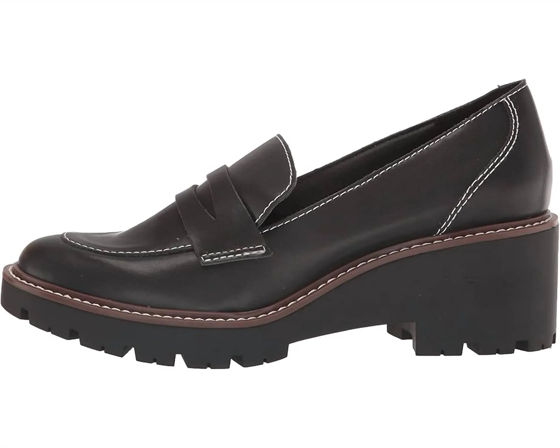Women's Dulce Loafers In Black Leather / Calf Leather Wedding Shoes