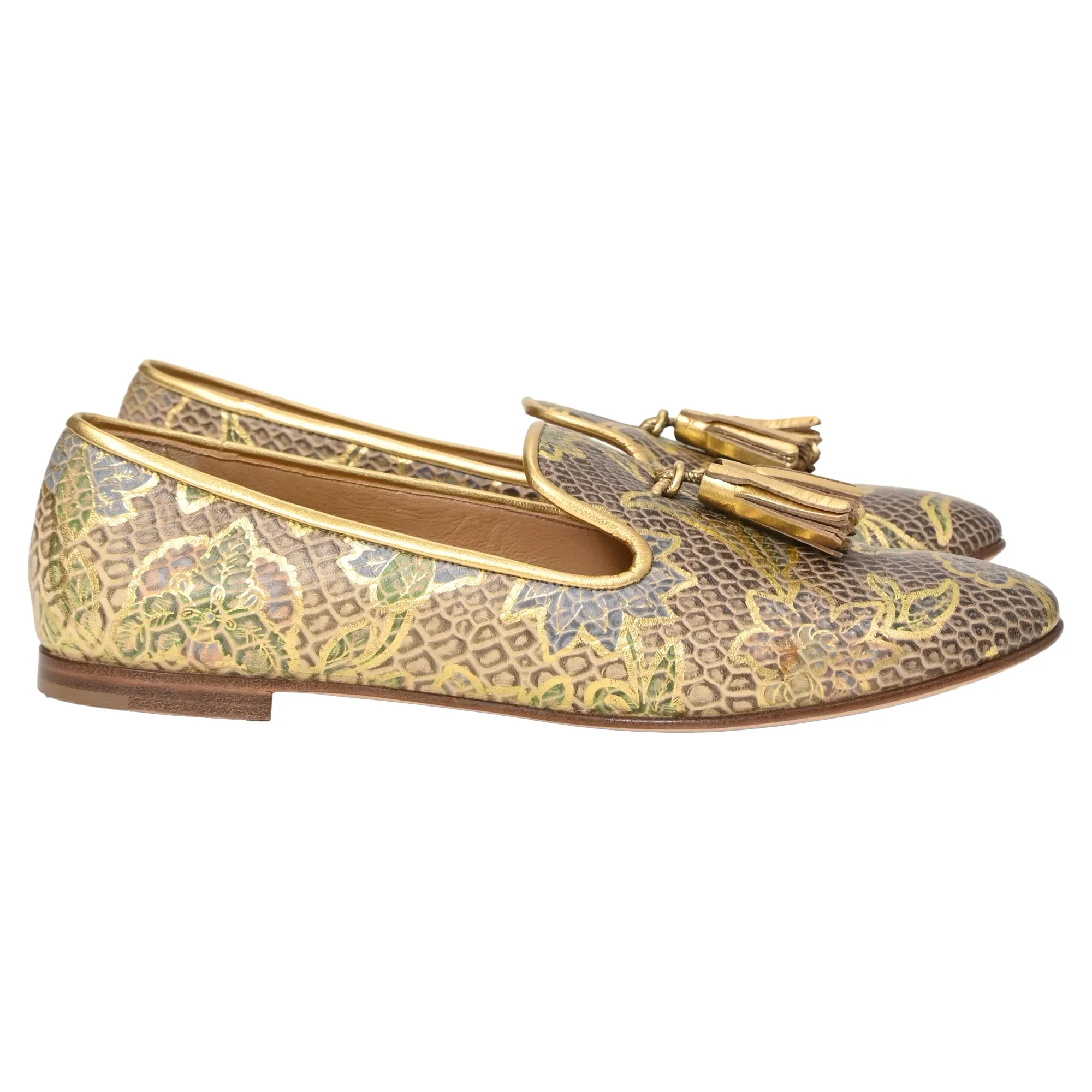 Smart Fit Trendy Shoes Giuseppe Zanotti Smoking Slippers in Multicolor Printed Leather