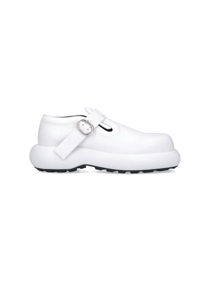 White Leather Buckle Detail Loafers Urban Adventure