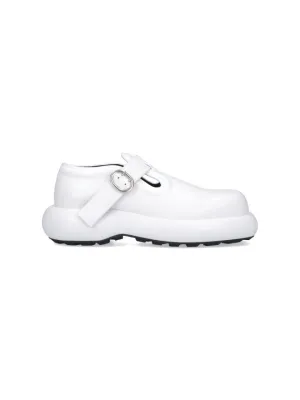 White Leather Buckle Detail Loafers True Firm