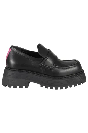 Travel Shoes Freedom Move Leather Loafers With Fuchsia Detail And Raised Sole