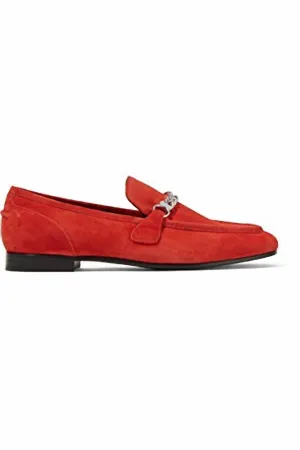 Heel Safe Lifestyle Ready Women's Cooper Suede Loafer Shoes In Red