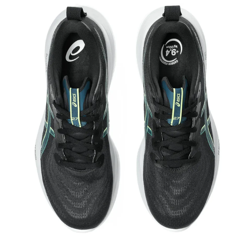 ASICS Men's GEL-CUMULUS 27 Running Shoes in Black/Lucid Yellow AW25 vegan running shoes