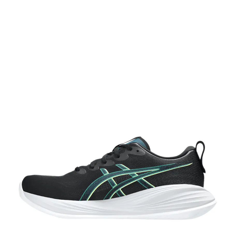tear - resistant - fabric shoes Torsional Rigidity Bar ASICS Men's GEL-CUMULUS 27 Running Shoes in Black/Lucid Yellow AW25