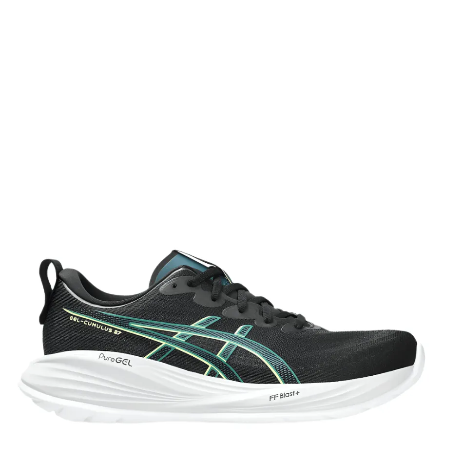 ASICS Men's GEL-CUMULUS 27 Running Shoes in Black/Lucid Yellow AW25 beginner - friendly shoes