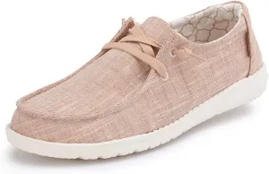 Hey Dude Womens Wendy Lace-Up Loafers - Sparkling Rose Gold Flexible Comfort