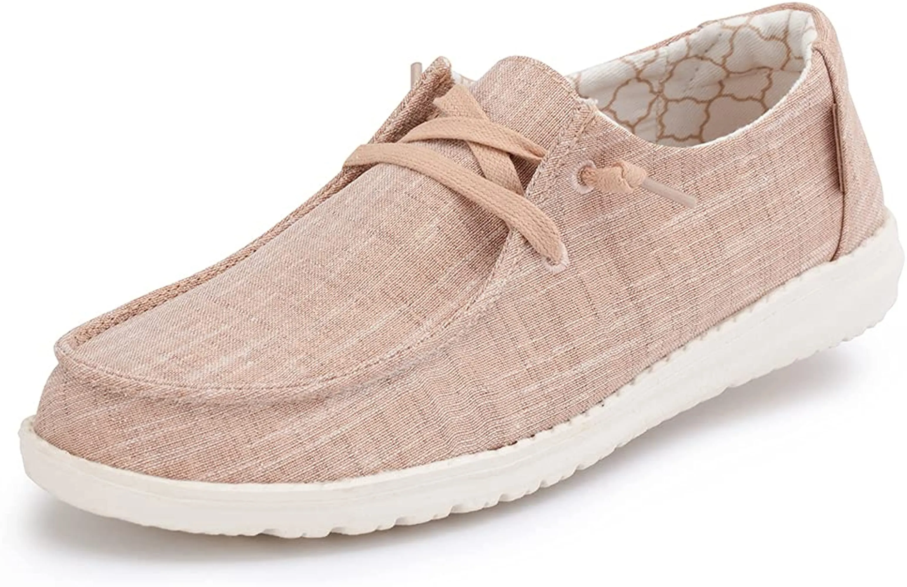 Hey Dude Womens Wendy Lace-Up Loafers - Sparkling Rose Gold Flexible Comfort