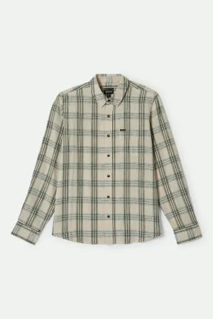 Charter Linen Blend L/S Shirt - Off White/Ivy Green Plaid Pre Shrunk Cotton Blend