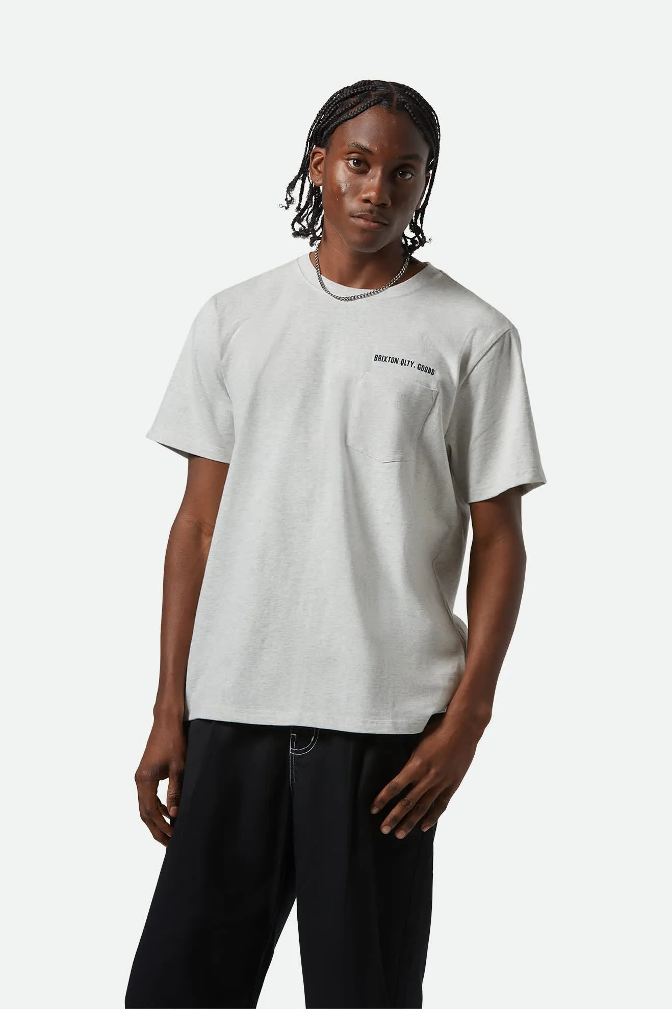 Embroidered Heavyweight Pocket T-Shirt - Heather Grey Ash Top Rated Classic Comfort Style