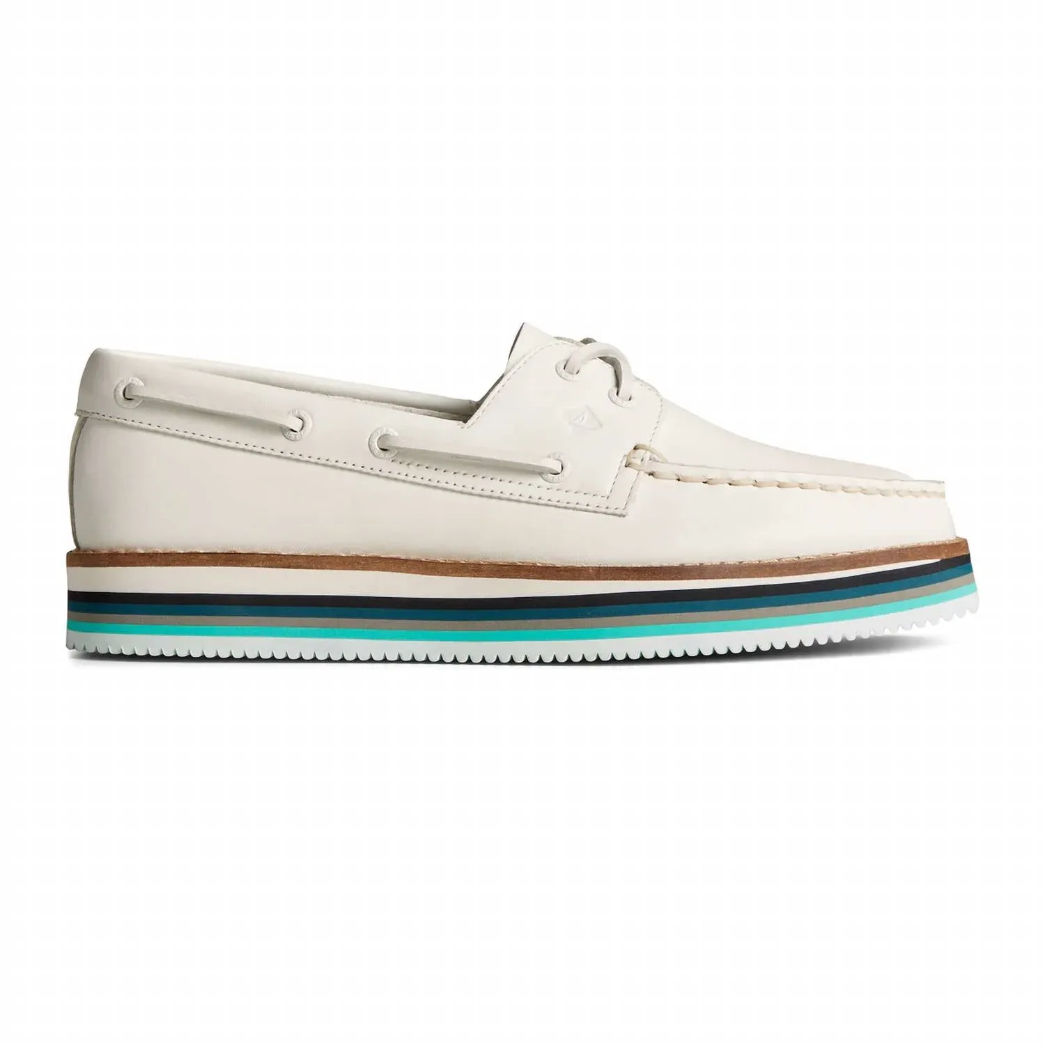 Women's Authentic Original Stacked Boat Shoe In White Clean Lane Stylish Slip-Ons