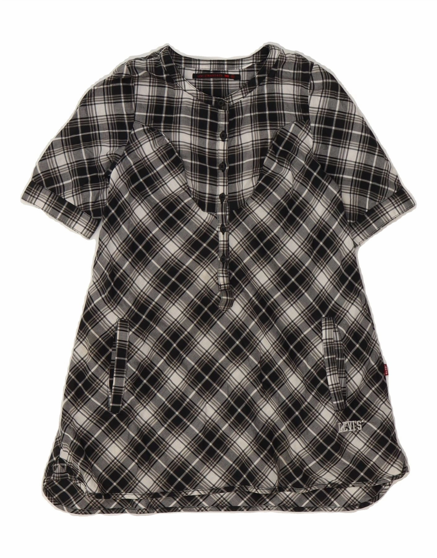 LEVI'S Girls A-Line Dress 7-8 Years Black Check Cotton Urban Wear