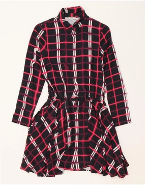 KENZO Girls Shirt Dress 13-14 Years Black Check Viscose Feminine empire waist dress