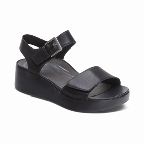 Women's Ariel Adjustable Quarter Strap Wedge In Black Retro Mode