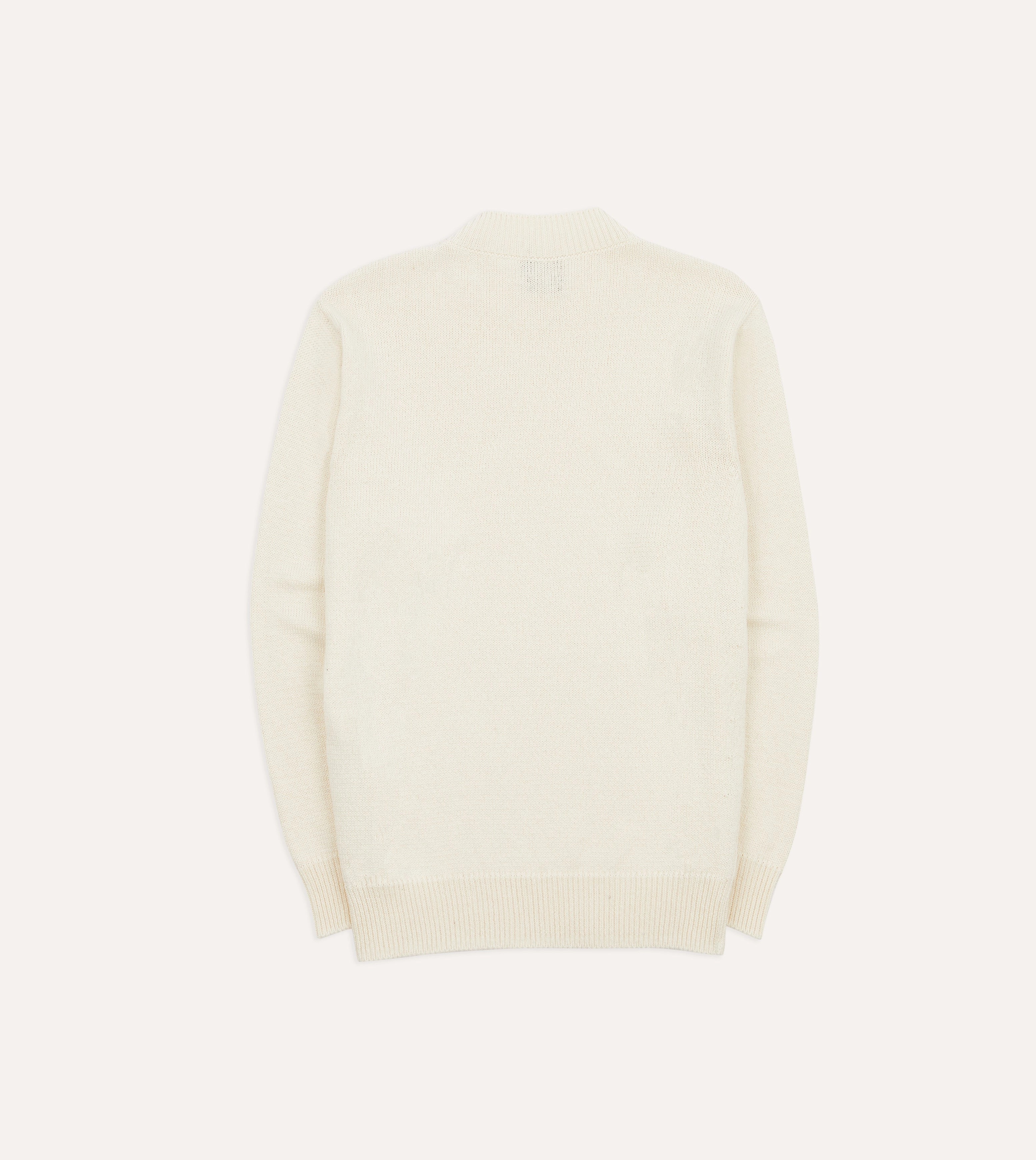 Light Reflective Trims Layering Piece Ecru Cotton Mock Neck Jumper