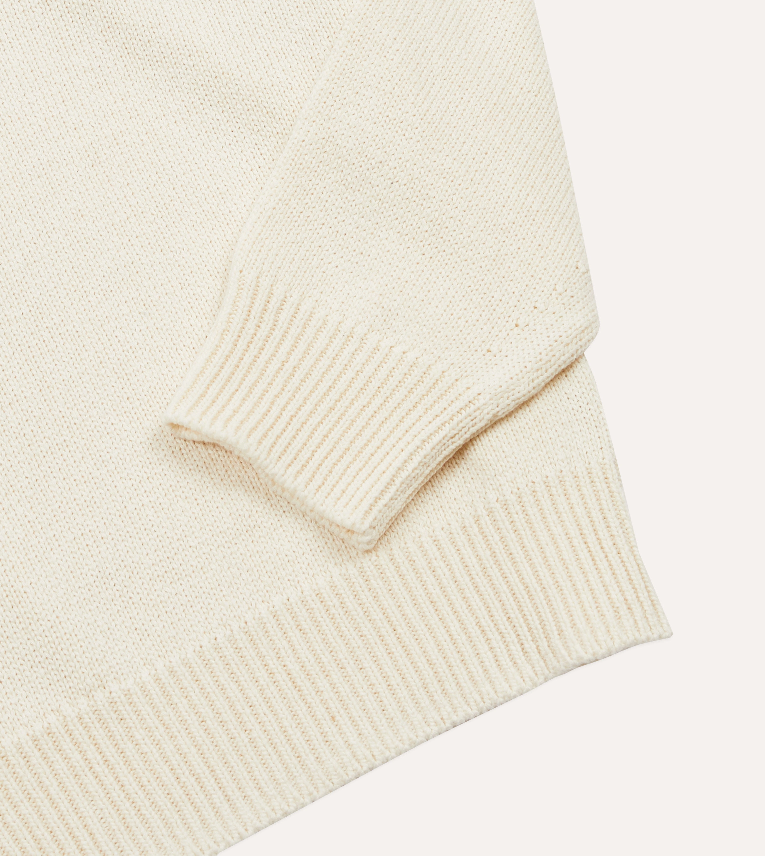 Smooth Flatlock Seams HighElastic Recovery Ecru Cotton Mock Neck Jumper