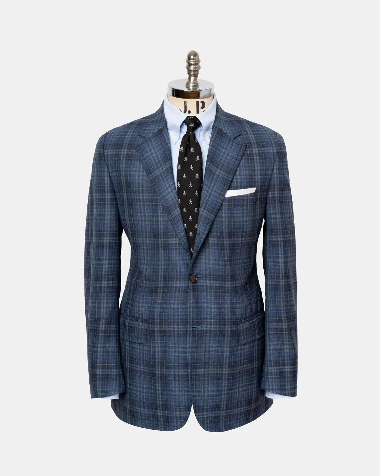 Made-in-Canada Medium Blue & Grey Plaid Wool Sport Coat Chic and Polished Chic and Clean