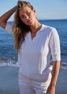 Chilly Weather Fashion BENIDORM - Polo Sweater With Short Sleeves (WHITE)
