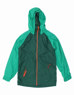 MOUNTAIN WAREHOUSE Boys Hooded Rain Jacket 12-13 Years Green Colourblock Infatuation runner